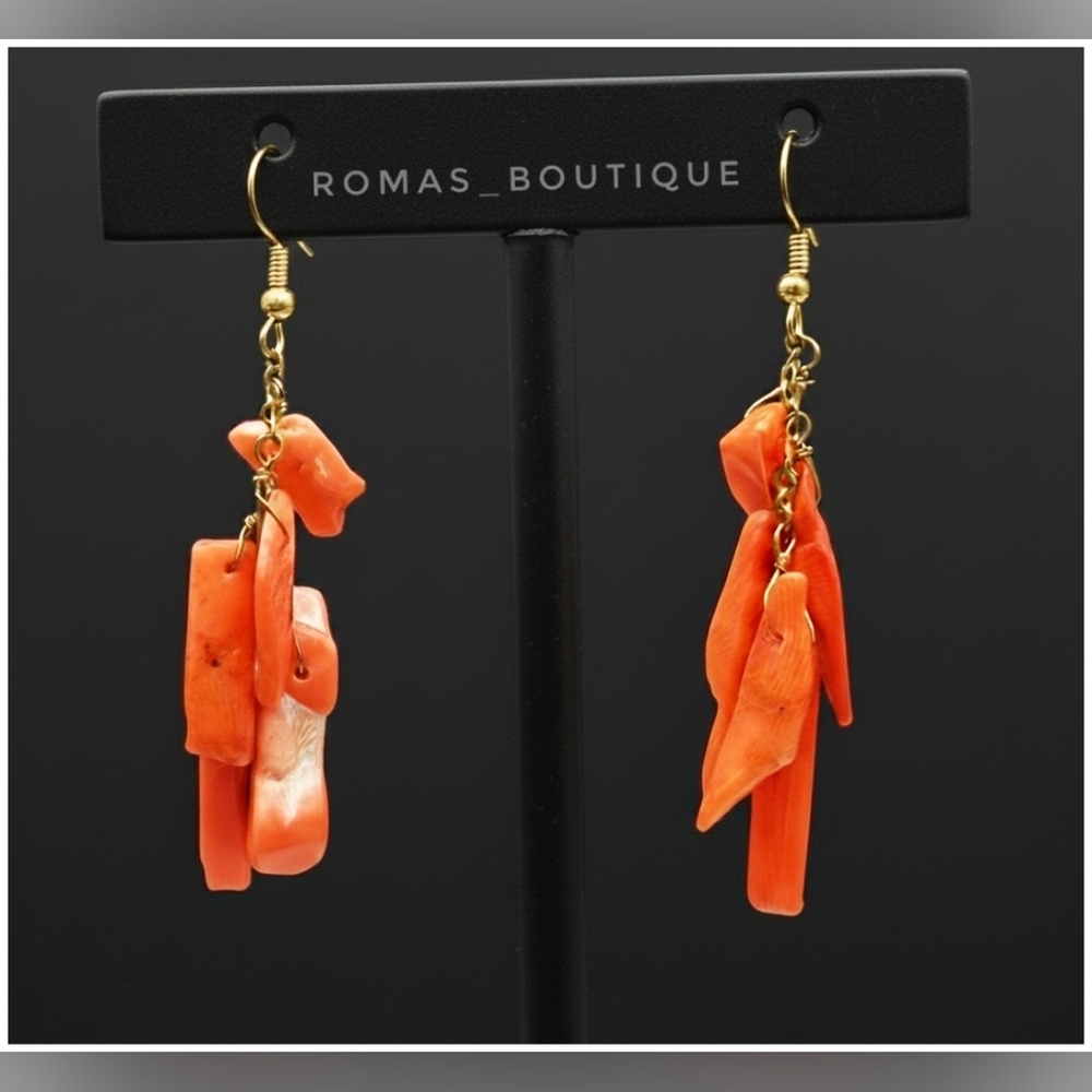 Elegant Coral Dangle Hook Earrings